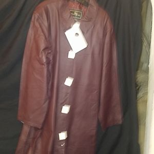 Ladies full length leather dress coat